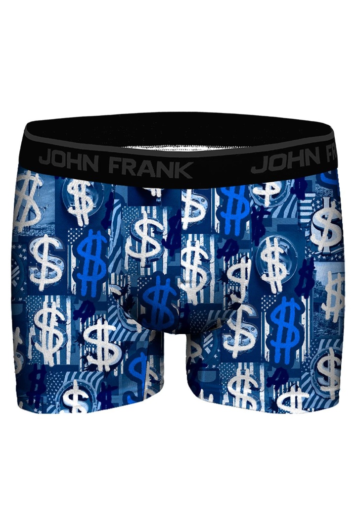 Pánské boxerky JOHN FRANK JFBDMOD119 Dollar glory XXL Modrá