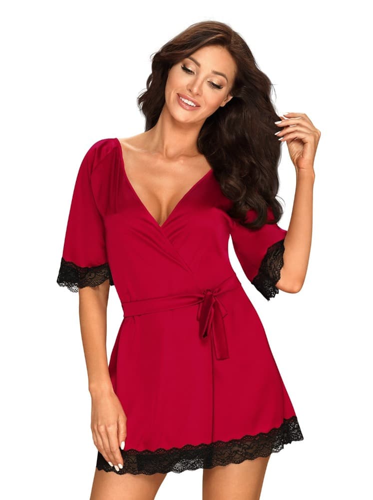 Obrázok Elegantní župan Sensuelia peignoir red - Obsessive L/XL Červená